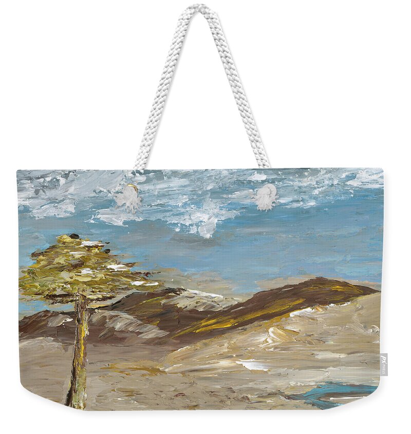 Oregon Coast Weekender Tote Bag featuring the painting Whispering Dunes by Ovidiu Ervin Gruia