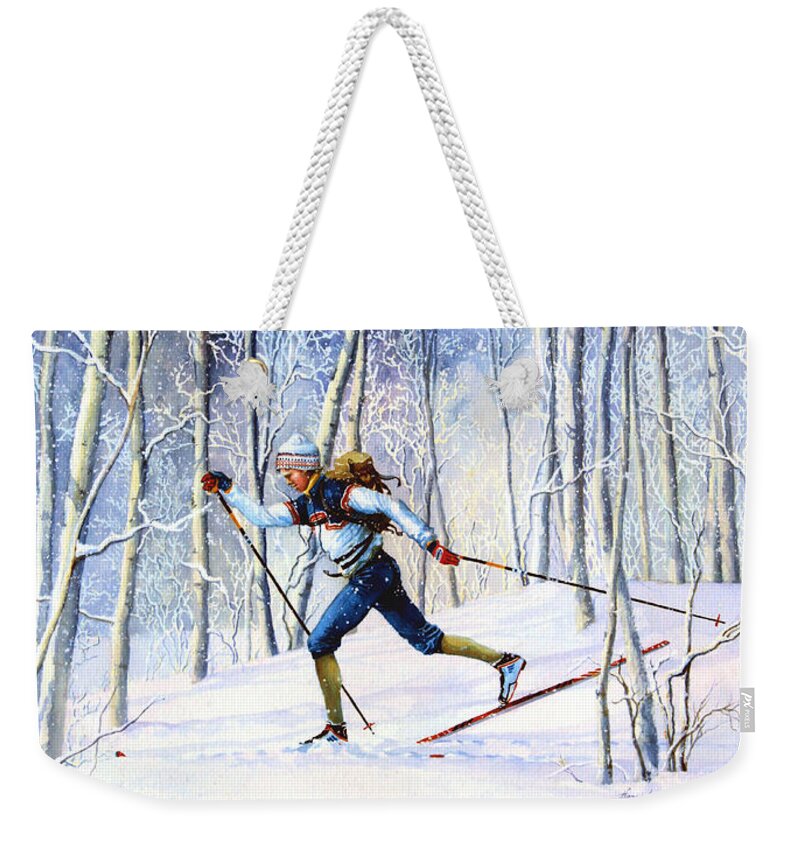 Skiing Christmas Cards Weekender Tote Bags