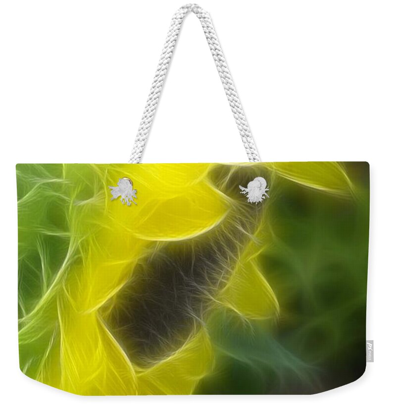 Sunflower Weekender Tote Bag featuring the mixed media Whispy Petals by Deborah Benoit