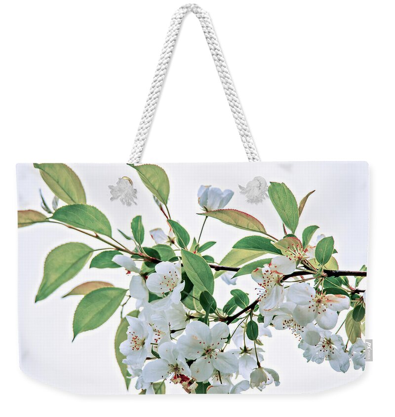 Spring. Blossoms Weekender Tote Bag featuring the photograph White Crabapple Blossoms by Skip Tribby