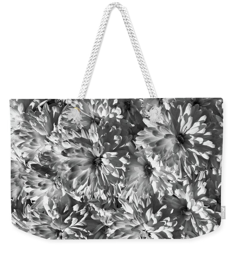 Flower Weekender Tote Bag featuring the photograph White Flower Burst by Mary Bedy