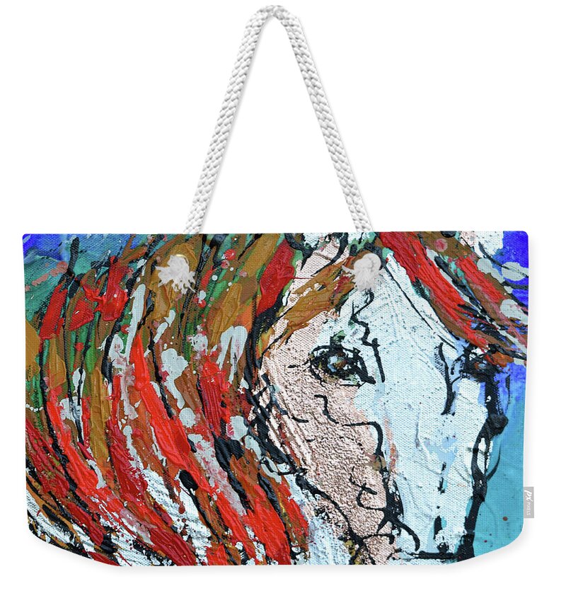  Weekender Tote Bag featuring the painting White Horse by Jyotika Shroff