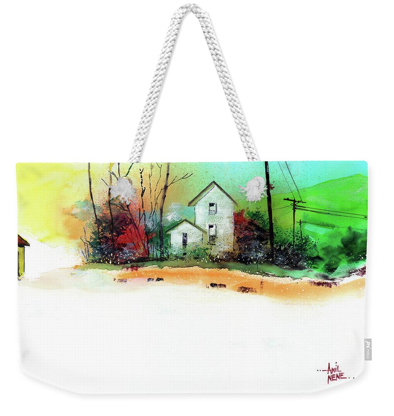 Nature Weekender Tote Bag featuring the painting White Houses by Anil Nene