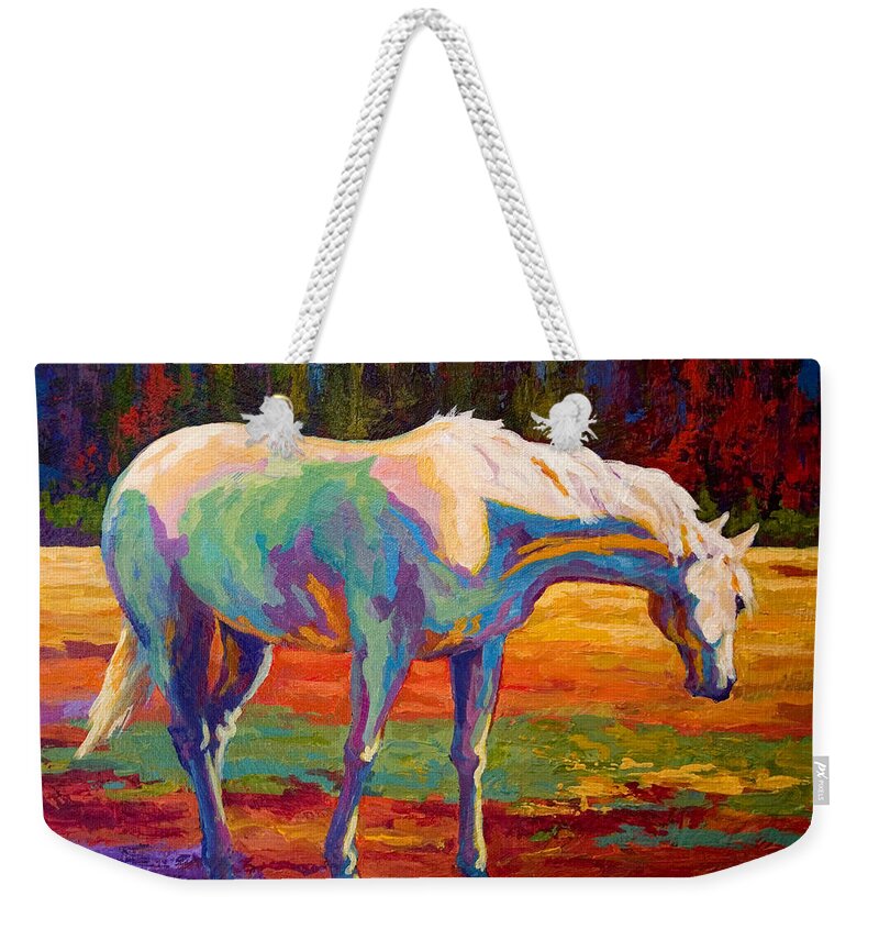 Horses Weekender Tote Bag featuring the painting White Mare II by Marion Rose