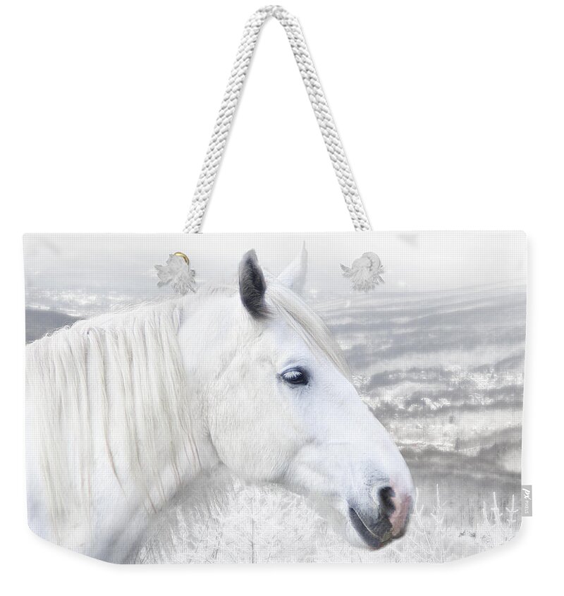 White Weekender Tote Bag featuring the digital art White on White by Michele A Loftus