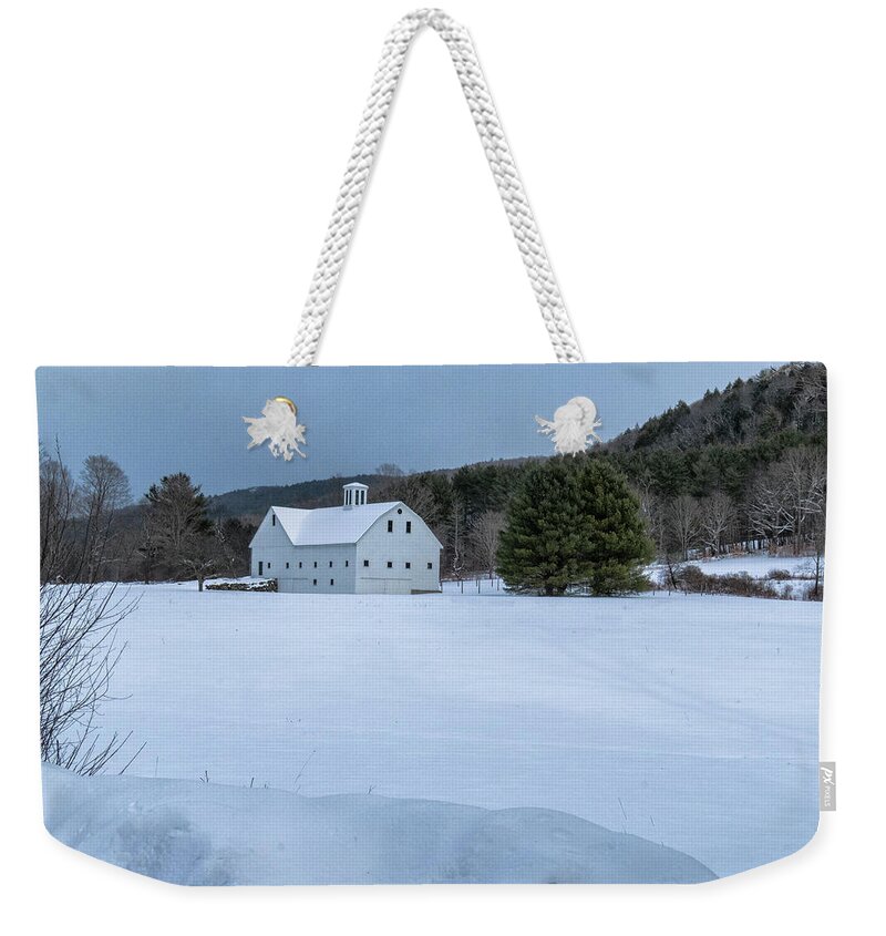 Brookline Vermont Weekender Tote Bag featuring the photograph White On White by Tom Singleton