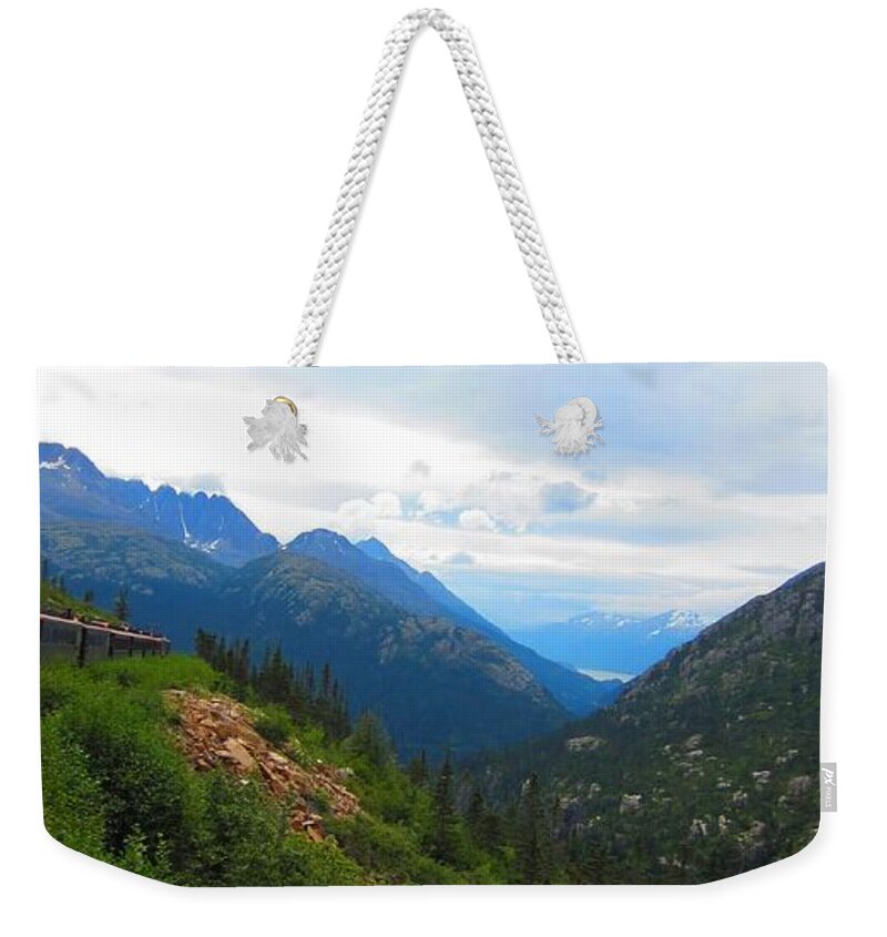White Pass Rail Road Weekender Tote Bag featuring the photograph White Pass Rail Road by Laurianna Taylor