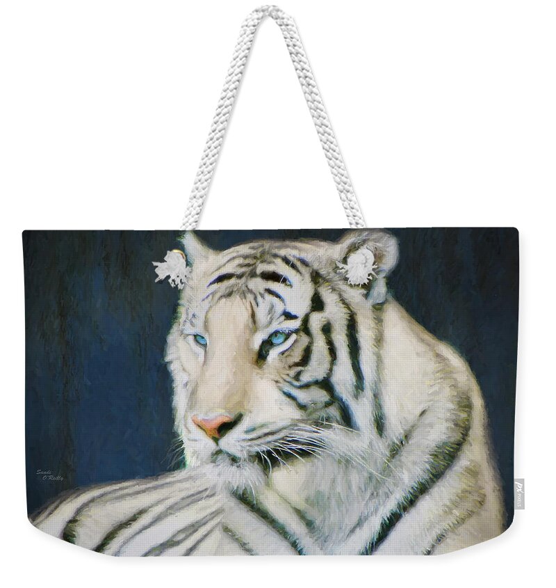White Tiger Weekender Tote Bag featuring the photograph White Tiger Portrait by Sandi OReilly