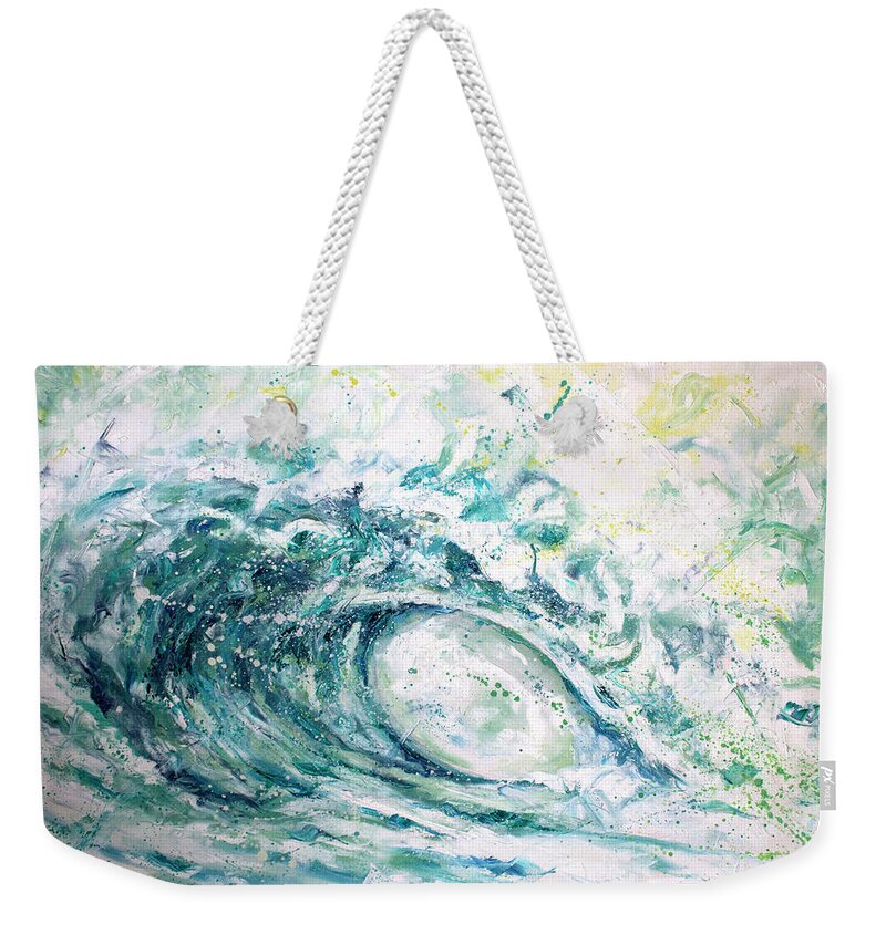 Wave Art Weekender Tote Bag featuring the painting White Wash by William Love