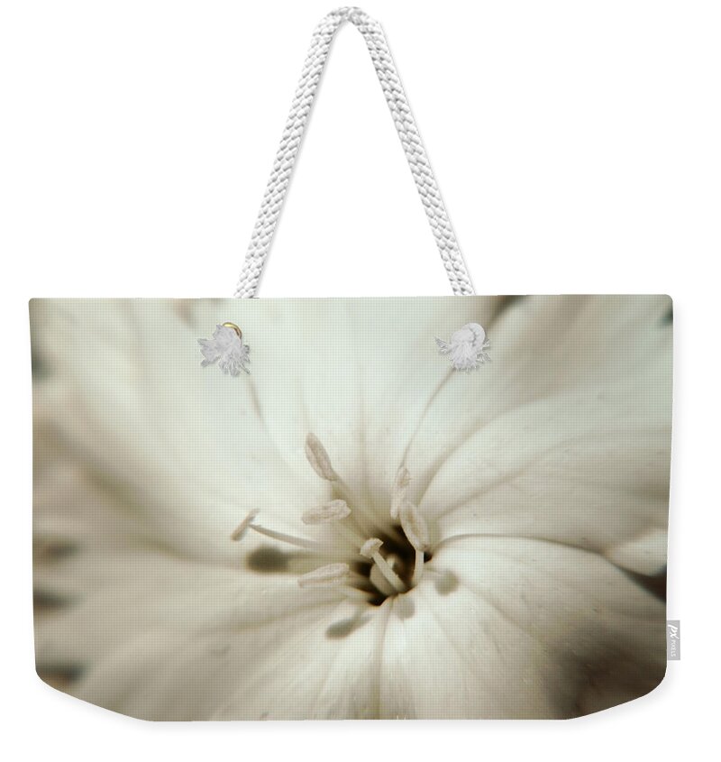 Flower Weekender Tote Bag featuring the photograph White Waves by Jackie Farnsworth