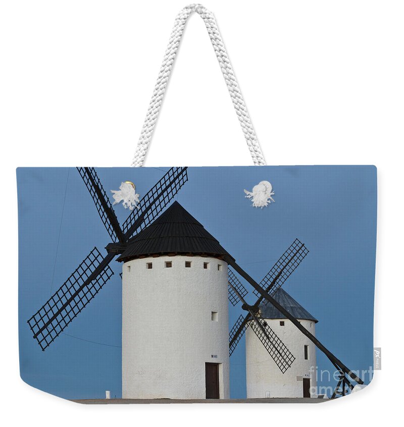 Windmills Weekender Tote Bag featuring the photograph White Windmills by Heiko Koehrer-Wagner
