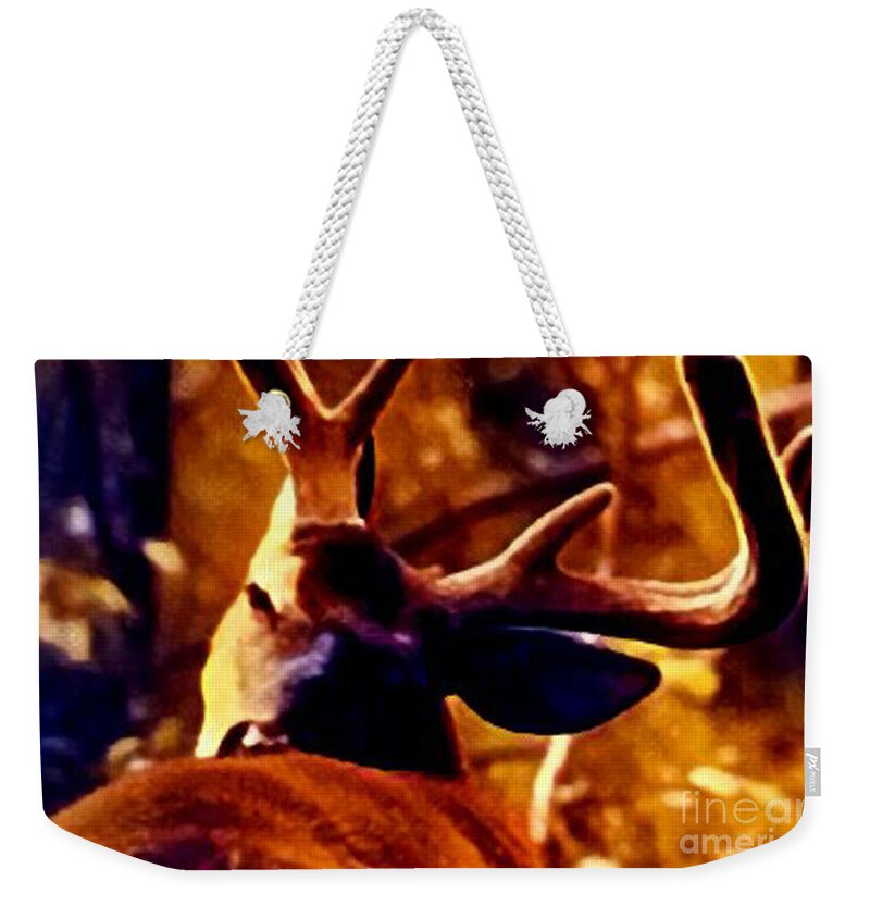 Deer Weekender Tote Bag featuring the digital art Whitetail Buck by Art MacKay