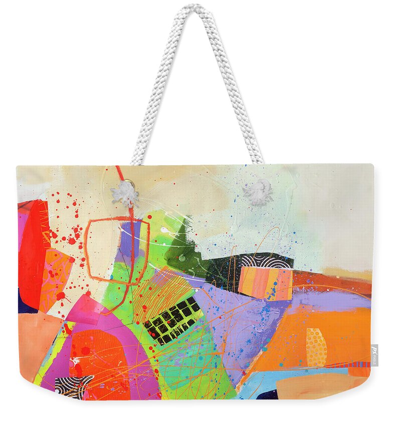 Abstract Art Weekender Tote Bag featuring the painting Who Knew It Could Be So Complicated by Jane Davies