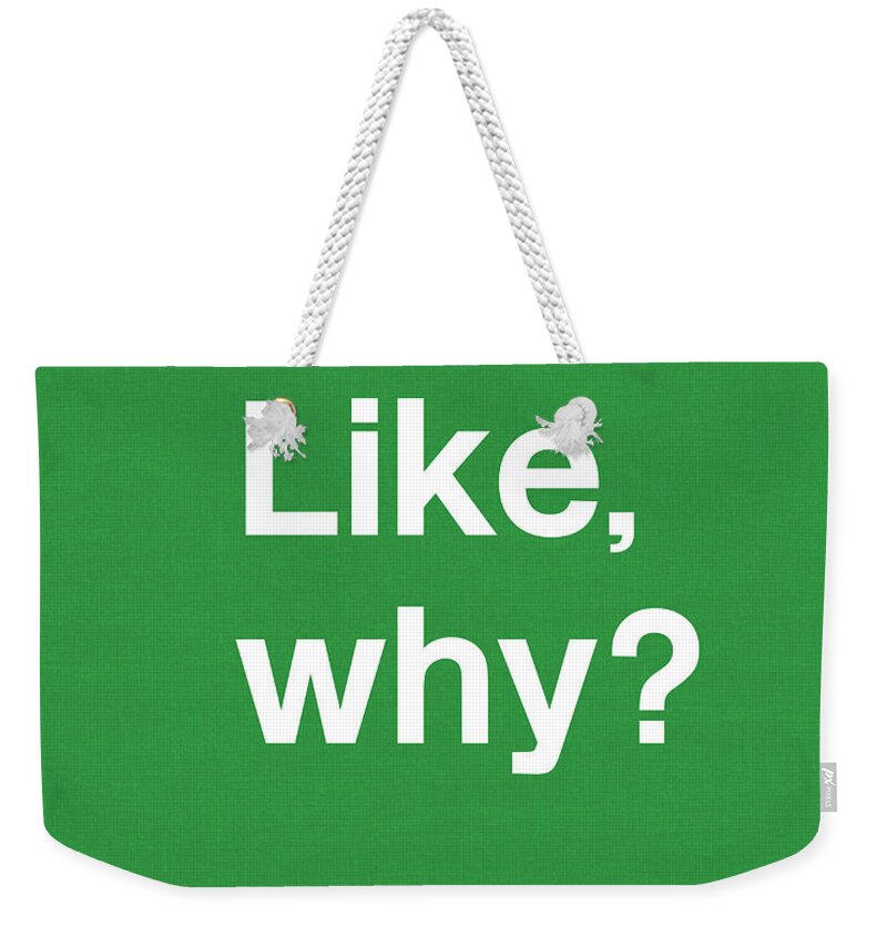 Quote Weekender Tote Bag featuring the digital art Why- Art by Linda Woods by Linda Woods