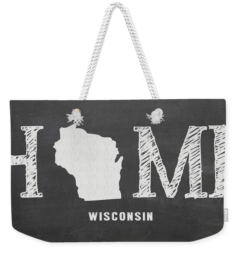 Wisconsin Weekender Tote Bag featuring the mixed media WI Home by Nancy Ingersoll