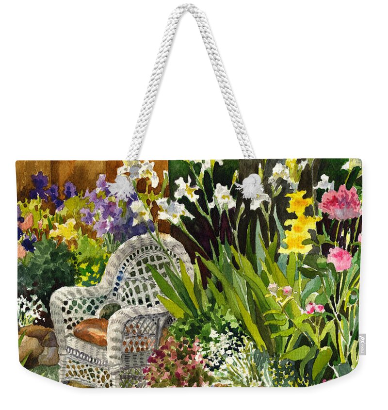 Wicker Chair Painting Weekender Tote Bag featuring the painting Wicker Chair by Anne Gifford