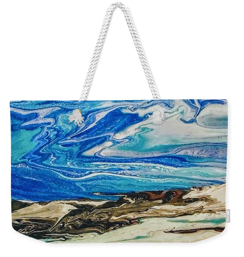 Acrylic Weekender Tote Bag featuring the painting Wiinter at the Beach by Betsy Carlson Cross