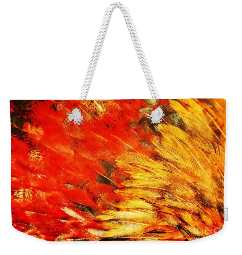 Rooster Weekender Tote Bag featuring the photograph Wild Chicken Feathers by Jan Gelders