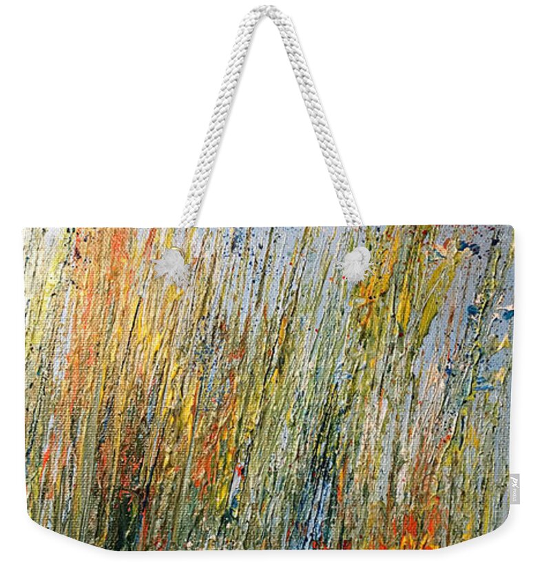 Weeds Weekender Tote Bag featuring the painting Wild Flowers and Hay by Dorothy Maier