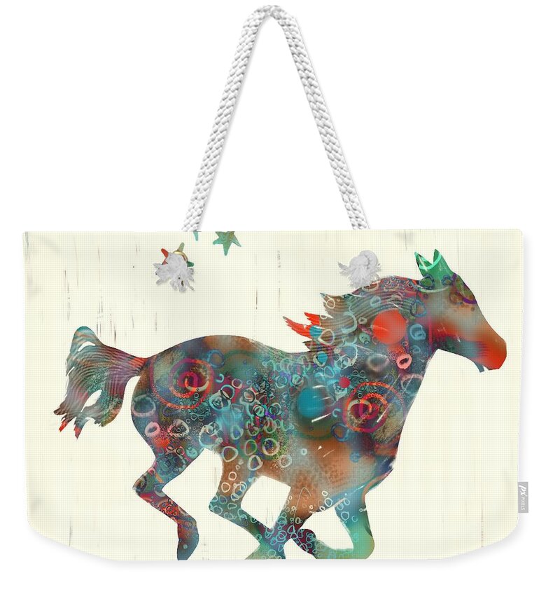 Horse Weekender Tote Bag featuring the digital art Wild horse by Robin Wiesneth