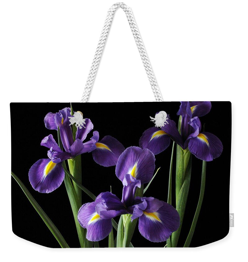 Iris Weekender Tote Bag featuring the photograph Wild Iris by Nancy Griswold