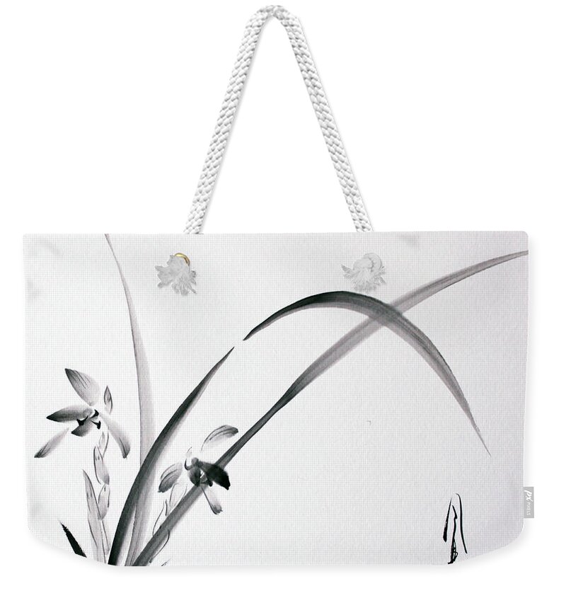Japanese Weekender Tote Bag featuring the painting Wild Orchid by Fumiyo Yoshikawa
