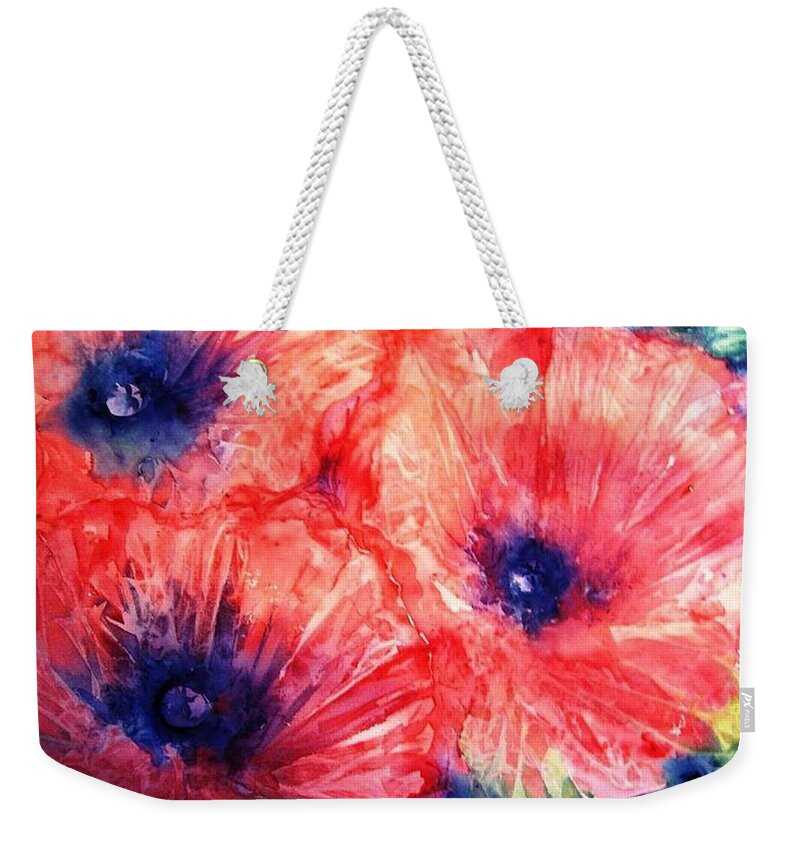 Poppies Weekender Tote Bag featuring the painting Wild Poppies by Trudi Doyle