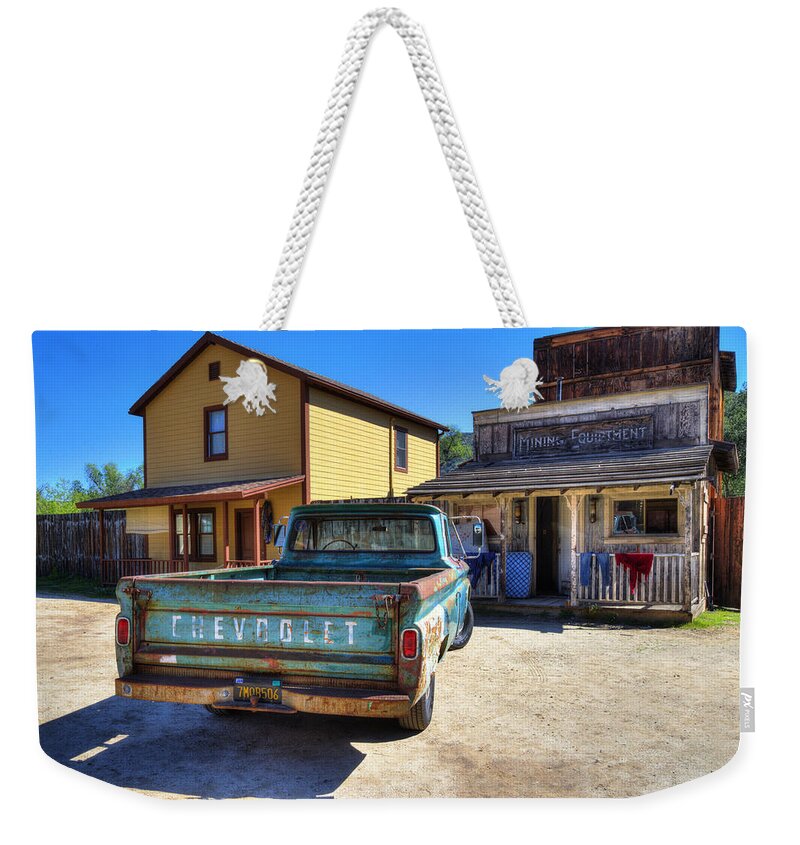 Chevy Weekender Tote Bag featuring the photograph Wild West Chevrolet by Lynn Bauer