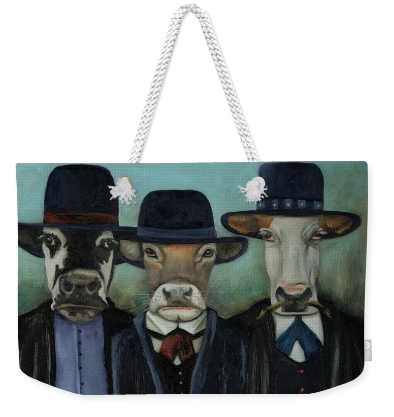 Wild West Weekender Tote Bag featuring the painting Real Cowboys 2 Wild Wild West by Leah Saulnier The Painting Maniac