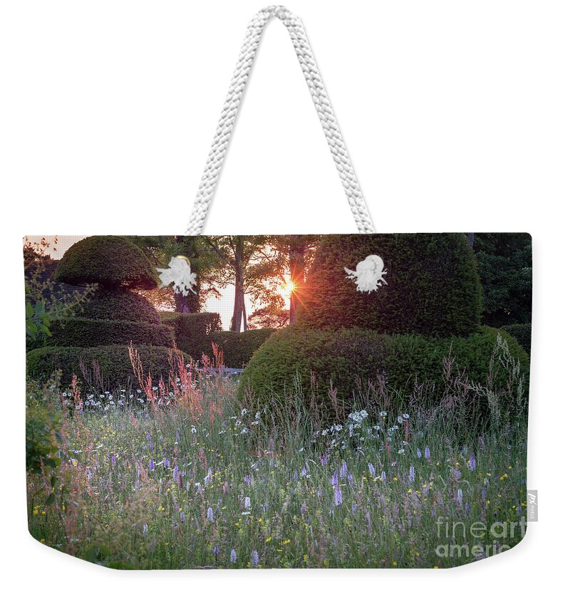 Sunset Weekender Tote Bag featuring the photograph Wildflower Meadow at Sunset, Great Dixter by Perry Rodriguez