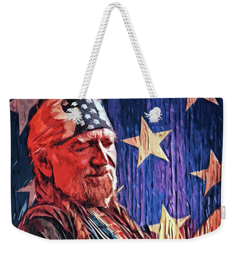 Willie Nelson Weekender Tote Bag featuring the digital art Willie Nelson by Zapista OU