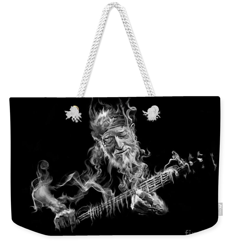 Willie Weekender Tote Bag featuring the painting Willie - Up In Smoke by Robert Corsetti