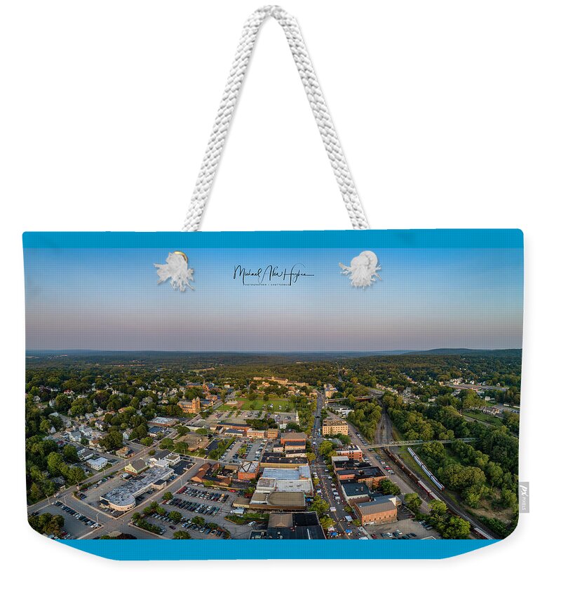 Willimantic Weekender Tote Bag featuring the photograph Willimantic Panorama by Veterans Aerial Media LLC