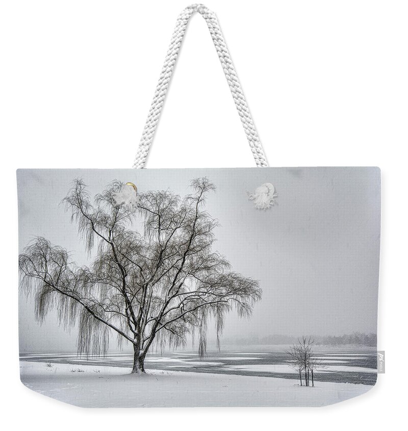Willow Weekender Tote Bag featuring the photograph Willow in Blizzard by Erika Fawcett