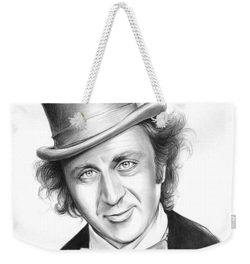 Willy Wonka Weekender Tote Bag featuring the drawing Willy Wonka by Greg Joens