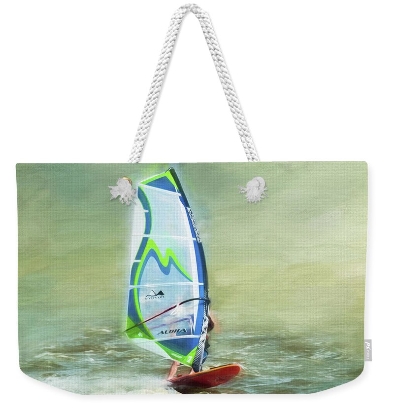 Wind Weekender Tote Bag featuring the photograph Wind Surfing by Cathy Kovarik