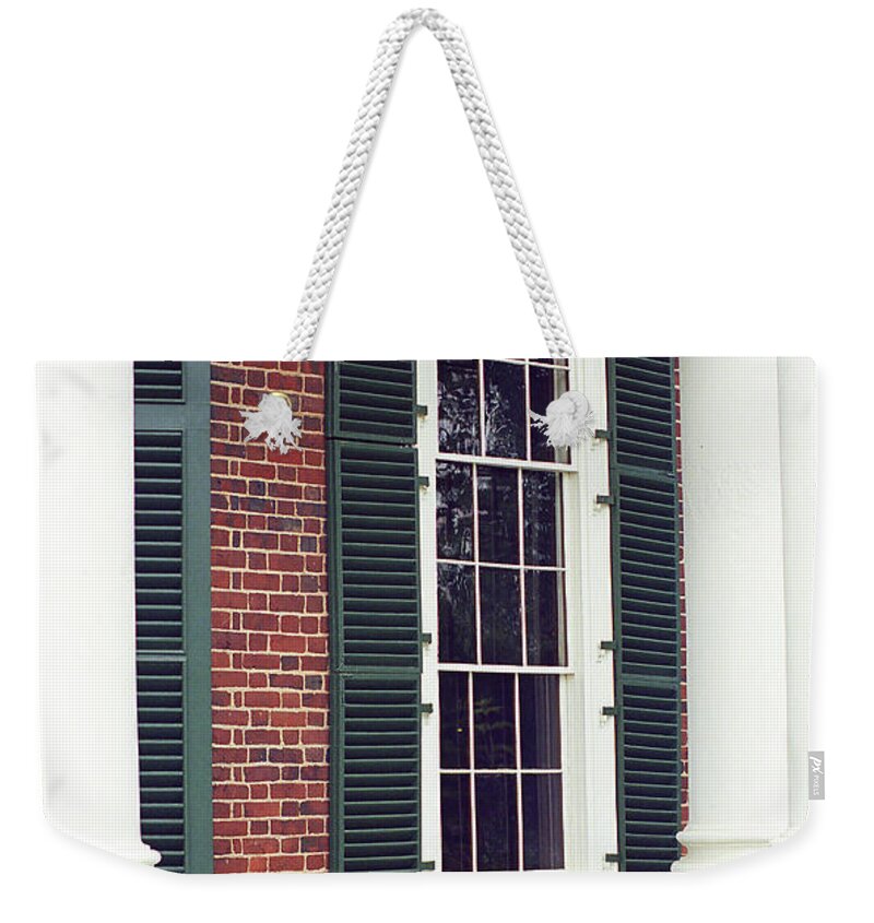 Window Weekender Tote Bag featuring the photograph Window, Columns and Stairs by Frank Romeo