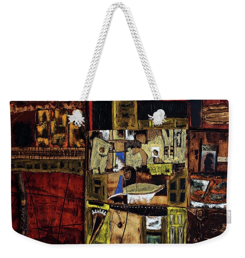 African Fine Art Weekender Tote Bag featuring the painting Window On The World by Michael Nene