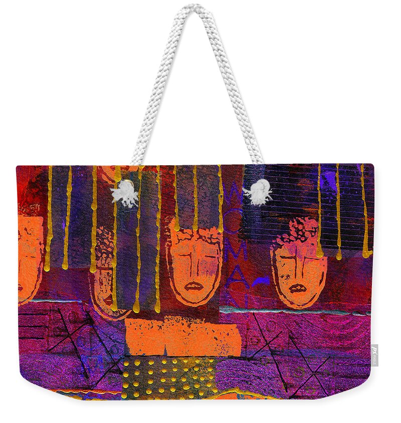 Abstract Weekender Tote Bag featuring the painting Window Shopping by Angela L Walker