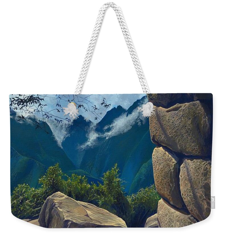 Peru Weekender Tote Bag featuring the painting Window to the Past by Hunter Jay