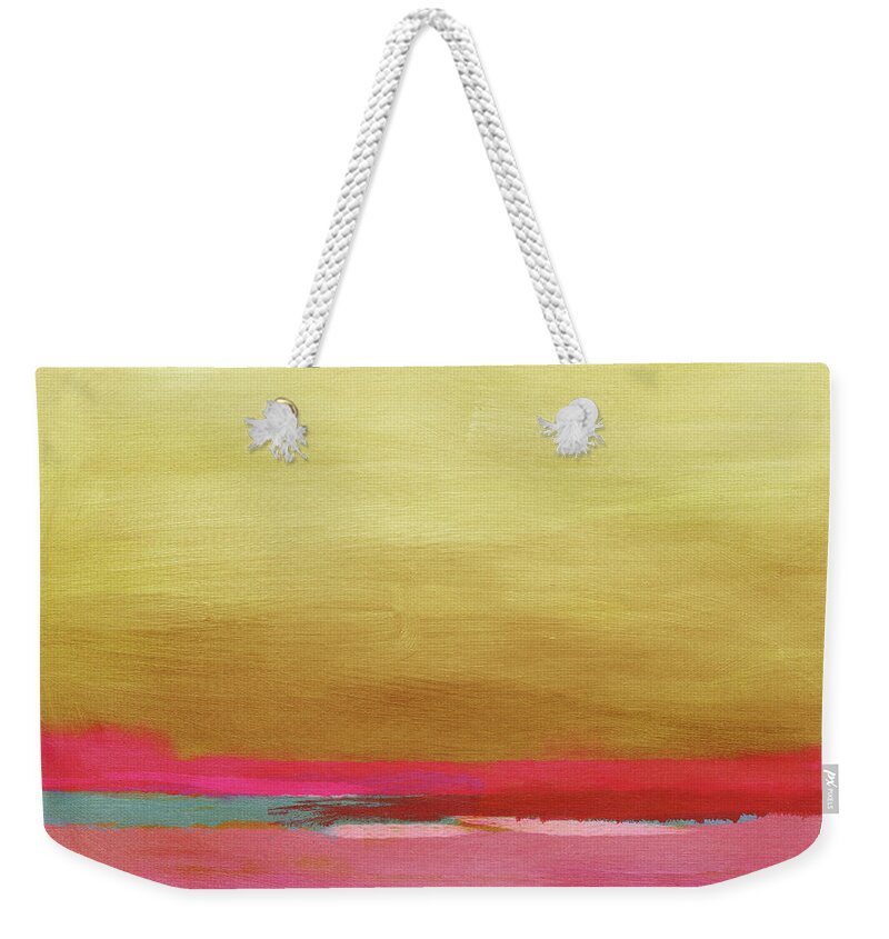 Abstract Weekender Tote Bag featuring the mixed media Windswept Sunrise- Art by Linda Woods by Linda Woods