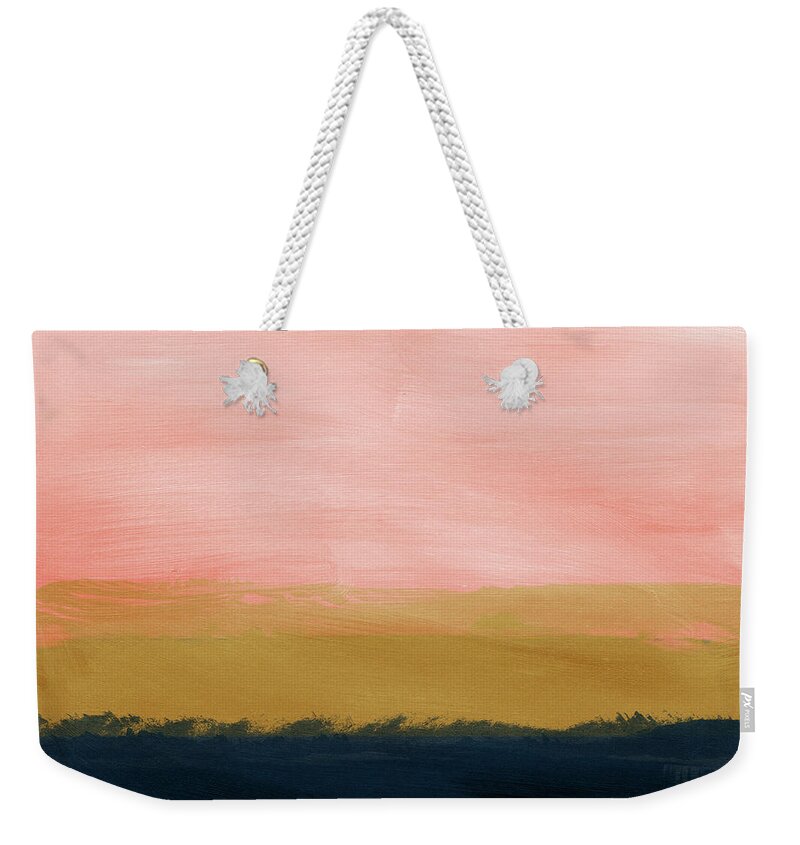 Abstract Weekender Tote Bag featuring the painting Windswept Sunset- Abstract Art by Linda Woods by Linda Woods