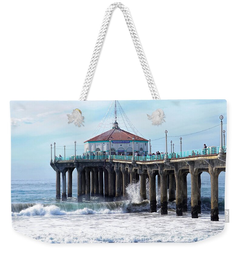 Manhattan Weekender Tote Bag featuring the photograph Windy Manhattan Pier by Michael Hope