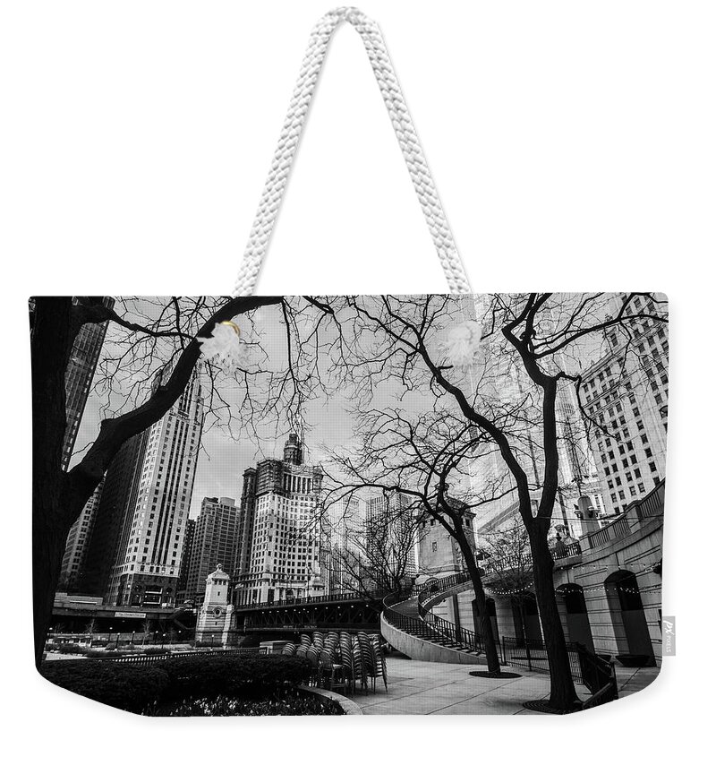 Chicago Weekender Tote Bag featuring the photograph Windy Mornings in the Chi by D Justin Johns