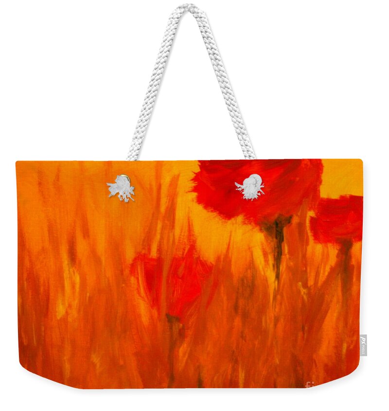 Flowers Weekender Tote Bag featuring the painting Windy Red by Julie Lueders 