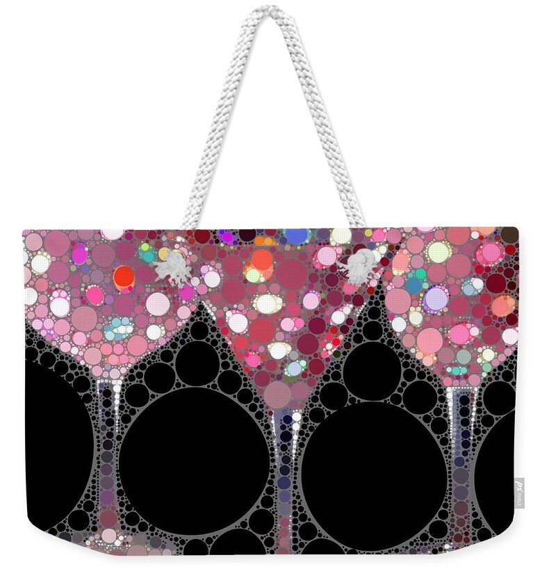 Wine Glasses Weekender Tote Bag featuring the digital art Wine Glass Art-5 by Nina Bradica