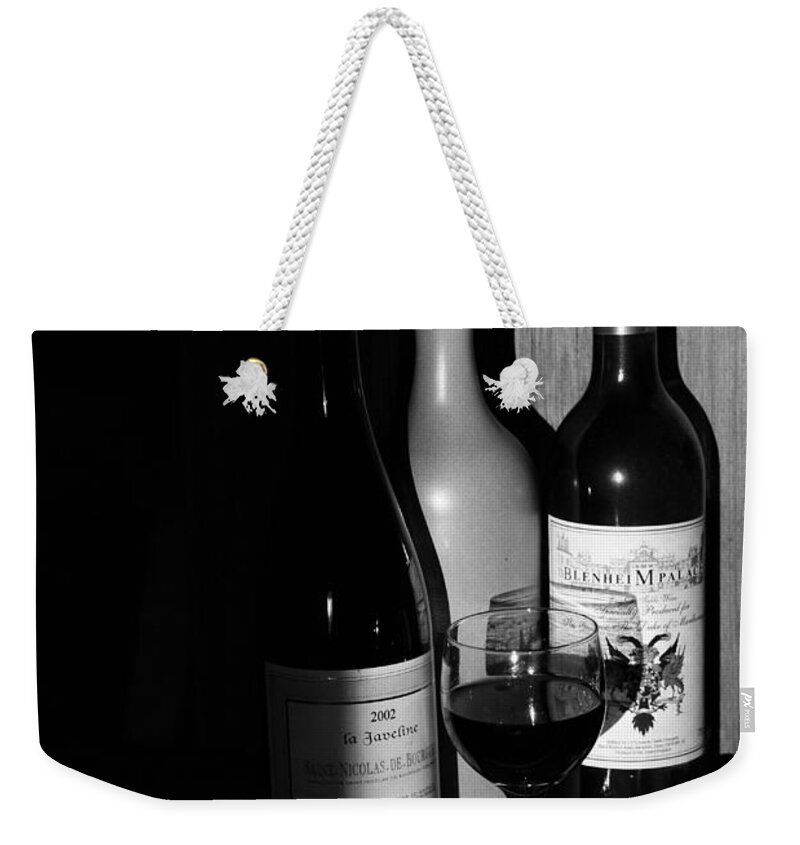 Black And White Weekender Tote Bag featuring the photograph Wine Sampling by Steven Clipperton