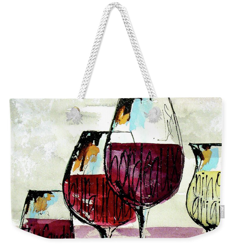 Original Watercolors Weekender Tote Bag featuring the painting Wine Snob 2 by Chris Paschke