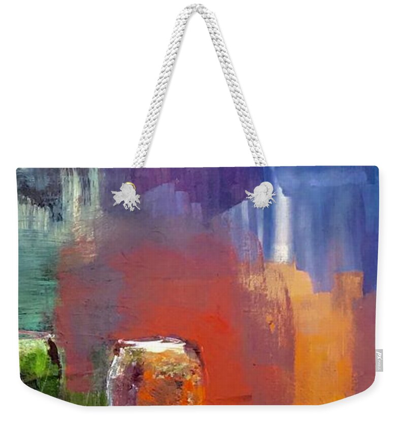 Wine Weekender Tote Bag featuring the painting Winescape Reflections by Lisa Kaiser