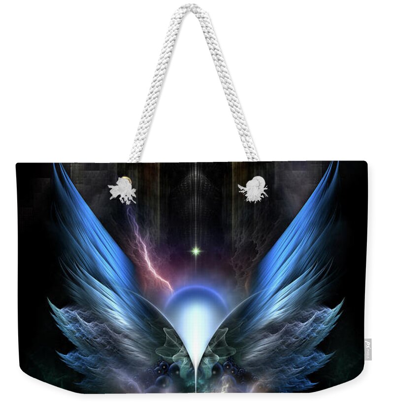 Wings Weekender Tote Bag featuring the digital art Wings Of Light Fractal Composition by Rolando Burbon